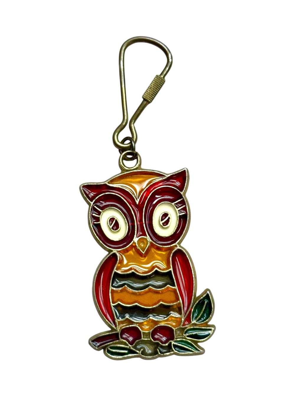 Vintage Owl Stained Glass Bag Charm Keychain Key Ring Retro Owl